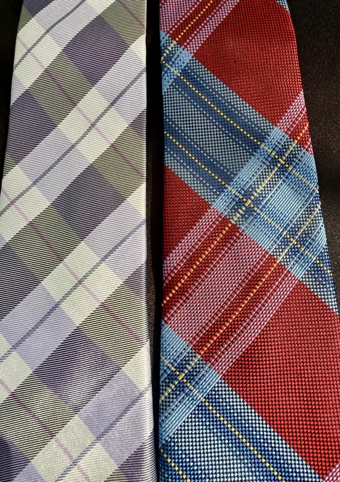 Corbatas negras y marrones 1826 para hombre 100 % seda corbatas diseñador lote de 2 cuadros Foto 2 de 4