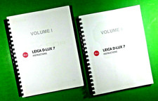 Owners Manual for Leica D-LUX 7 Camera 290 Pgs. 2 Volumes W/Clear Covers