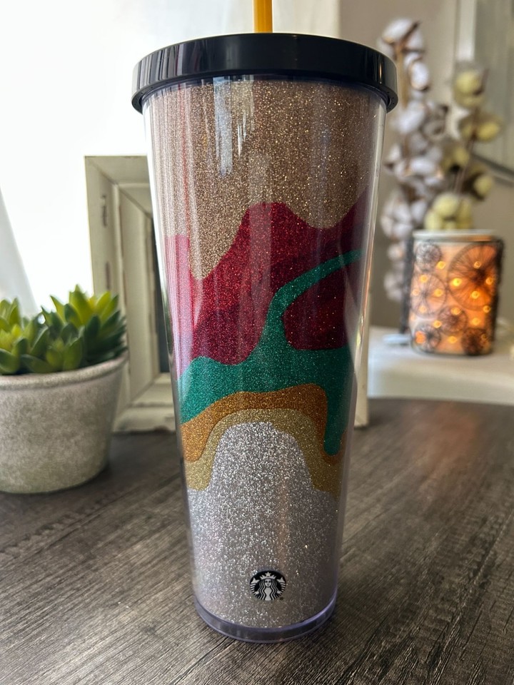 Sand Flu Starbucks 2018 Holiday Sand Flow Glitter Cold Cup | Rare 24 oz Venti ...