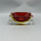 1960s Vintage Murano Sommerso Glass Red Yellow Ashtray Flavio Poli