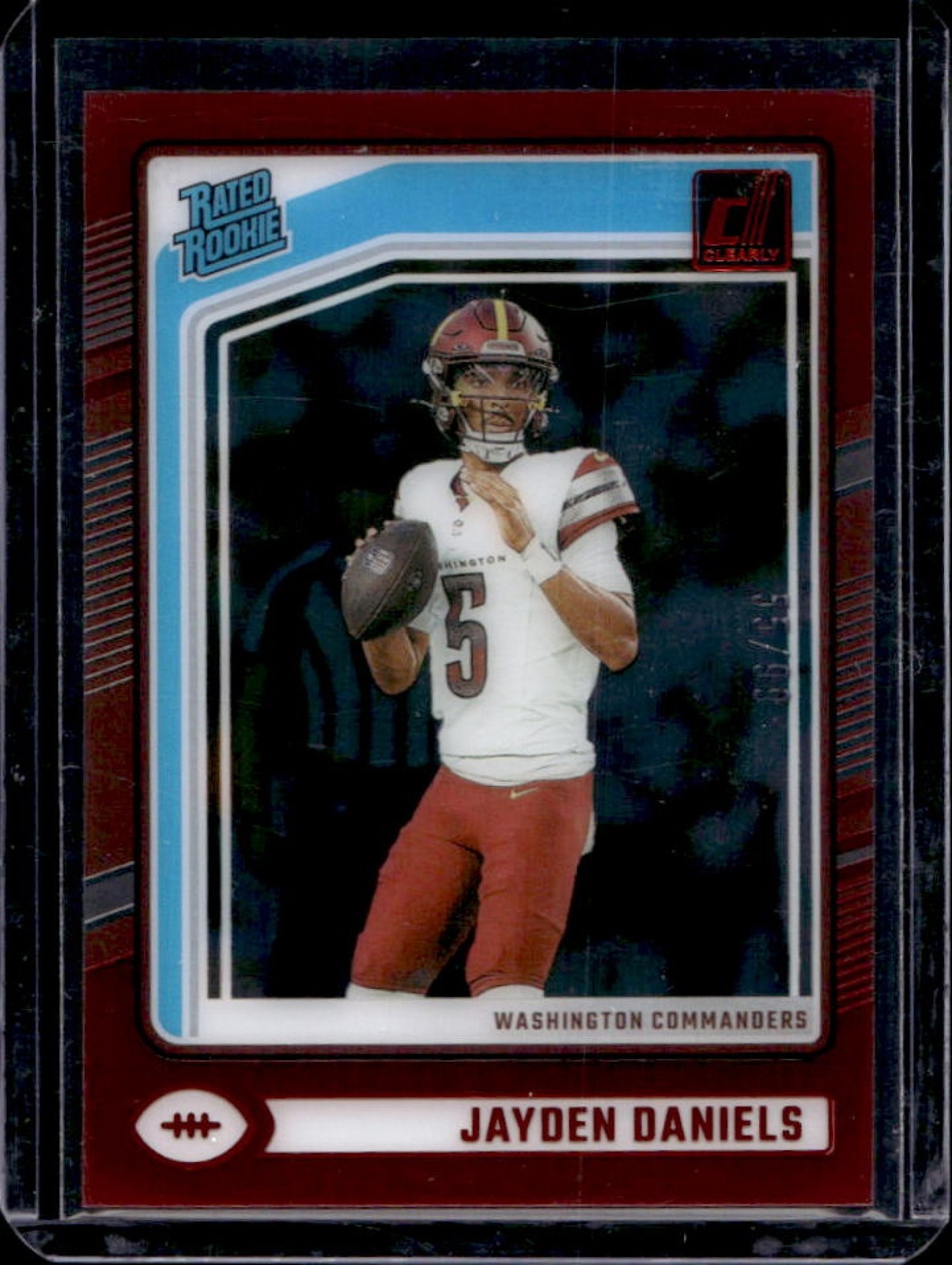 2024 Panini Clearly Donruss Jayden Daniels Red Rated Rookie #55/99 Commanders