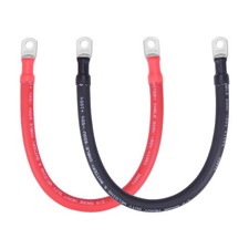 Shirbly 2/0 AWG Flexible Battery Cable with 3/8 Terminals - OFC Pure Copper I...