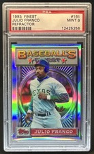 1993 Topps Finest Julio Franco Refractor #161 Rangers PSA 9