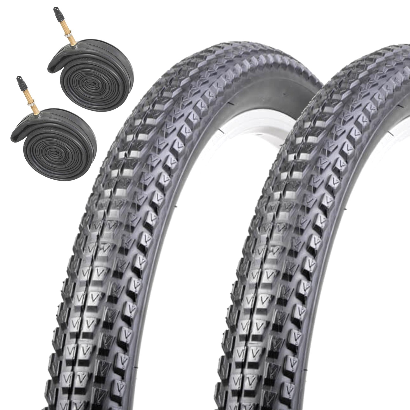 Nutrak Chaos 27.5 x 2.10 Mountain Knobbly Pair of Bike Tyres with Presta Tubes