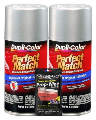 Dupli-Color Pewter (M) Exact-Match Automotive Paint - 8 oz, Bundles Prep Wipe (3