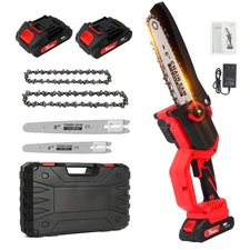 6"+8" Mini Chainsaw with 2 Batteries 2 Chains,Cordless Handheld Chain Saw NEW US