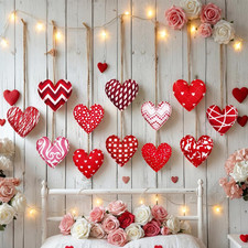 12 Pcs Valentines Felt Heart Ornaments for Tree 3.15 Inch Valentines Red Heart H