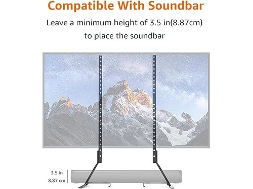 Amazon Basics Universal TV Stand, Black - Height Adjustable up to 77"/80 bs - Picture 4 of 6