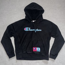 Women Champion Reverse Weave Hoodie Black Pink Blue Chenille Embossed Logo Sz Sm