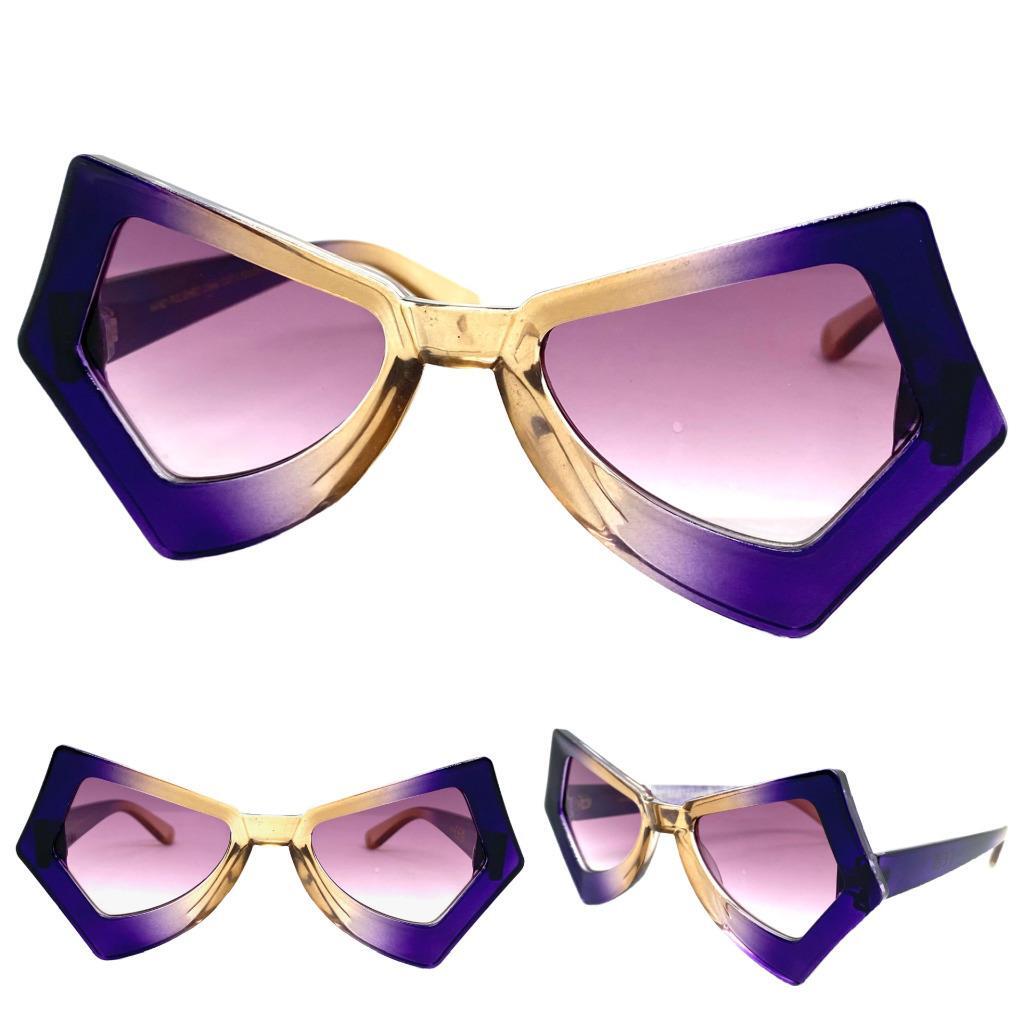 Funky Purple Retro Cat Eye Sunglasses – Exaggerated Modern Vintage Style  
