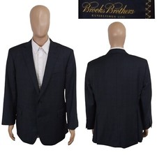 Brooks Brothers 1818 Regent Two Button Blue Plaid Check Saxxon Suit Jacket 44R
