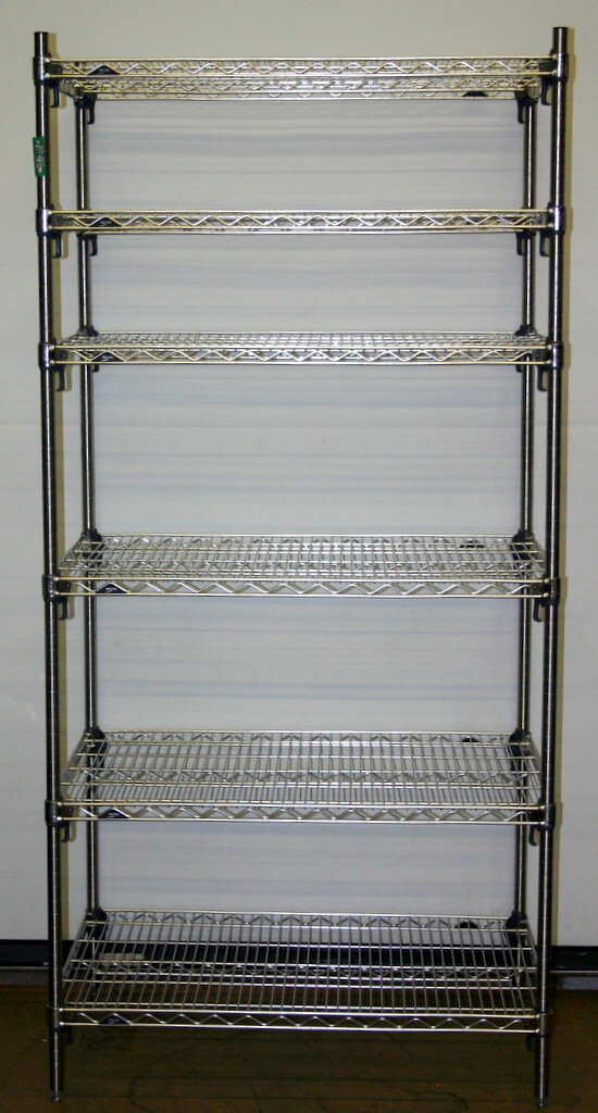 METRO SUPER ADJUSTABLE ERECTA 6 SHELF STAINLESS SHELVING RACK, 36