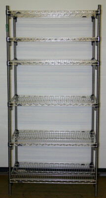 METRO SUPER ADJUSTABLE ERECTA 6 SHELF STAINLESS SHELVING RACK, 36