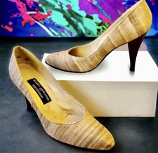 Stuart Weitzman for Martinique Pump Linen Vintage 80's Spain Womens 8.5