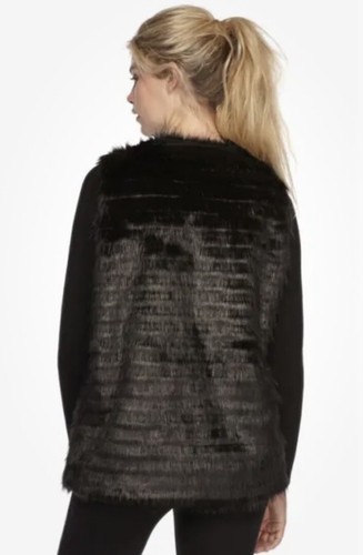 Kensie $149 - Black Faux Fur Hook/Eye Close Mixed Media Sweater Jacket NWOT - Picture 2 of 8