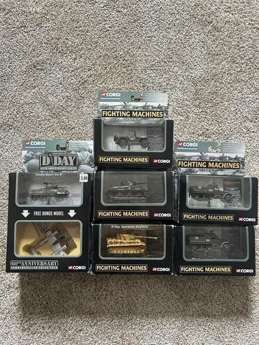 Corgi Lot of 7 Fighting Machines - WW2 - WORLD WAR - PANZER TANK JEEP HALF-TRACK