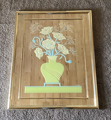 1980s Vintage Windsor Art Large Floral Flower Vase Deco Brass