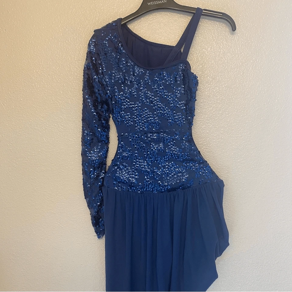 Macacão WEISSMAN fantasia de dança azul acro unitard Sweet Nothing 7676 criança LC - Imagem 2 de 4