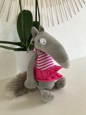 Peluche Doudou Loup Louve Fille Habillee Robe Rose Edition Auzou 17 Ebay