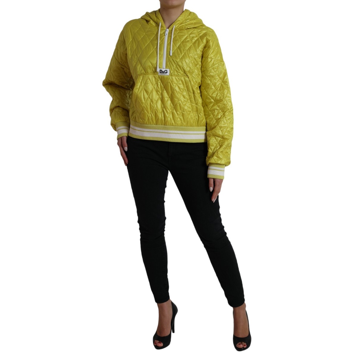 ジャケット・アウター DOLCE&GABBANA HOODED PULLOVER JACKET DOLCE & GABBANA Jacket Yellow Nylon Quilted Hooded Pullover IT40