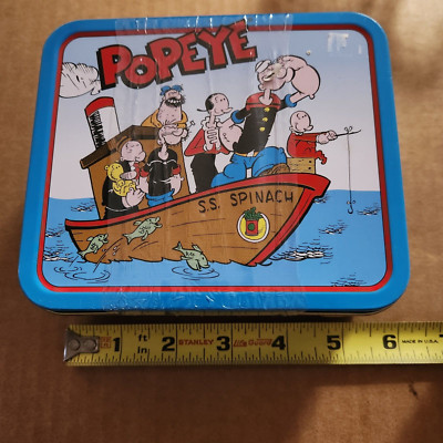 1997 Popeye the Sailorman Candy Filled Tin Lunch Box Sealed