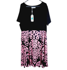 Nemidor Dress Womens Plus Size 24 Pink Black Stretch New