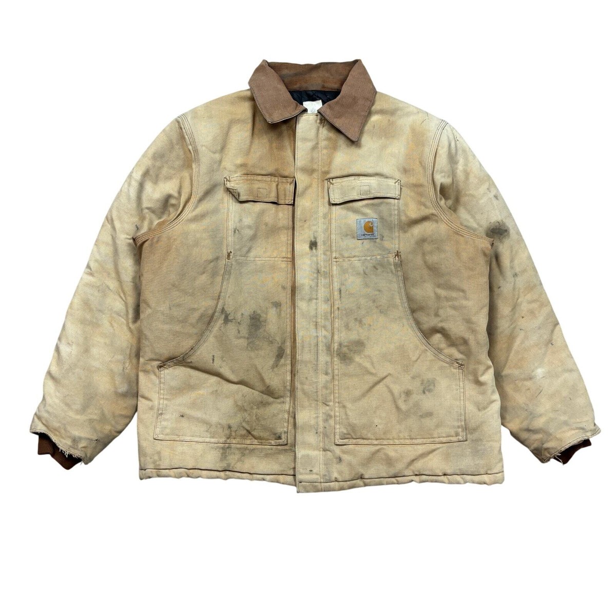 Vintage Carhartt C03 BRN Quilt Lined Duck Canvas Chore Jacket 48 
