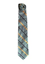 Nautica Men’s Silk Neck Tie Green Bronze Checkered Made In USA