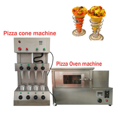 110V Pizza Cone Making Machine with Rotating Pizza Oven for Commercial Use