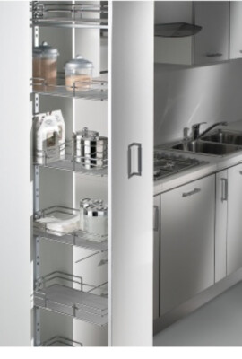 Compagnucci Pull out 5 chrome wire baskets adjustable height pantry x 2 ...