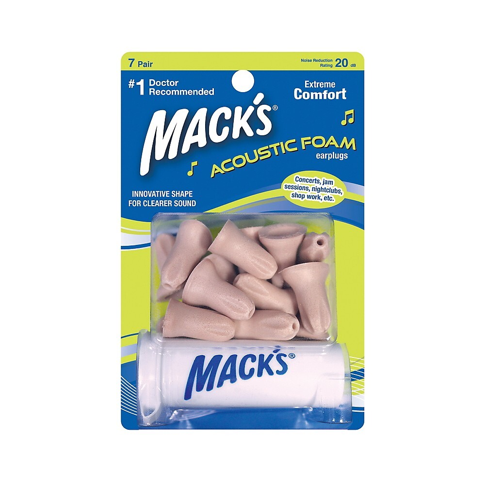 Беруши из акустической пены Macks, 7 пар в блистерной упаковке с бесплатным дорожным футляром