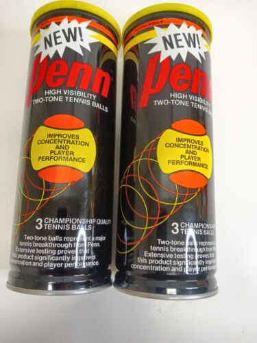 Vintage PENN TWO-TONE Yellow/Orange Hard Court Tennis Balls XY02T - SEALED - Picture 4 of 7