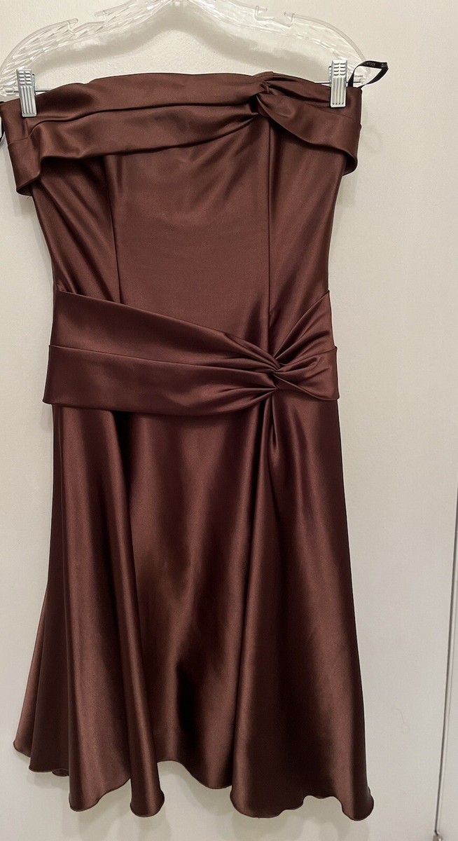Vtg. Womens Jessica McClintock Strapless Dress Size 10 Brown "Satin" CLASSY  EUC | eBay