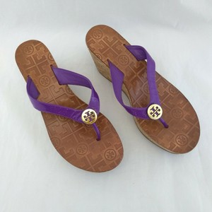 purple wedge flip flops
