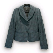Ann Taylor Tweed Blazer Fully Lined, Size 10 Blue Green Black