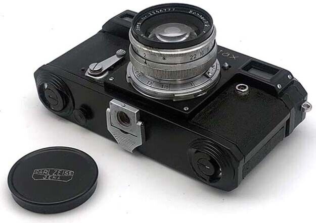 Soviet copy of Contax IIa Carl Zeiss Jena BLACK camera with Soviet copy of Contax IIa Carl Zeiss Jena BLACK camera with