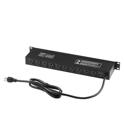 VEVOR 19" 1U PDU 10 Outlets Rack Mount Power Strip Surge Overload Protection - Picture 12 of 12