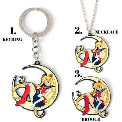 Sailor Moon ANIME Halskette Brosche ODER Schlüsselring 1 Stck. Anhänger Kettenetikett Fan Geschenk