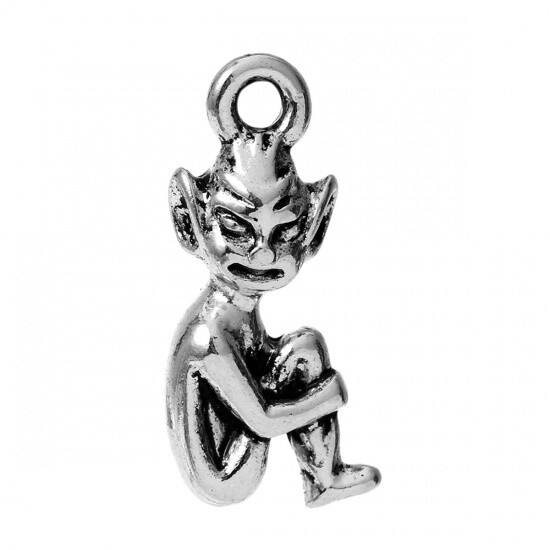 Cornish Pixie Elf Charms 10pcs Silver Tone - 20mm x 10mm - Halloween Goblin