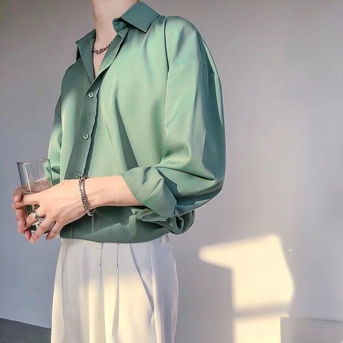 Neu Langarm Hemd Herren Trend Einfarbig Knopf Freizeit Arbeitshemd Oberteile Party - Bild 10 von 12