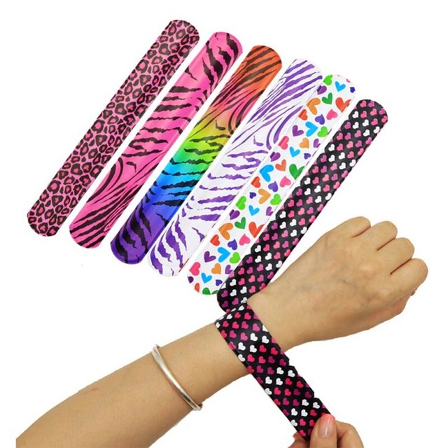 US 25pcs Slap Bracelets Kids Snap Bracelets Bulk Flower Craft Party