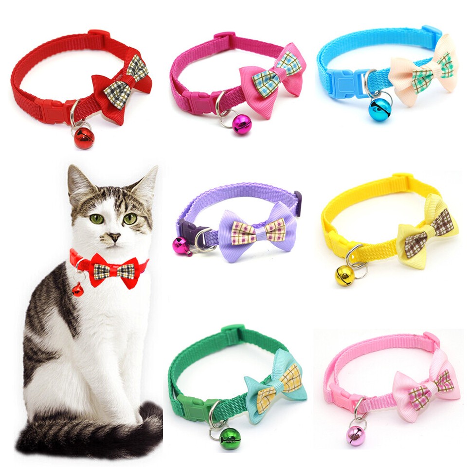 Prasacco Weihnachtshalsband Für Katzen – 2 Stück Mit Fliege & Glöckchen, Rot & Grün Kariert, Verstellbar