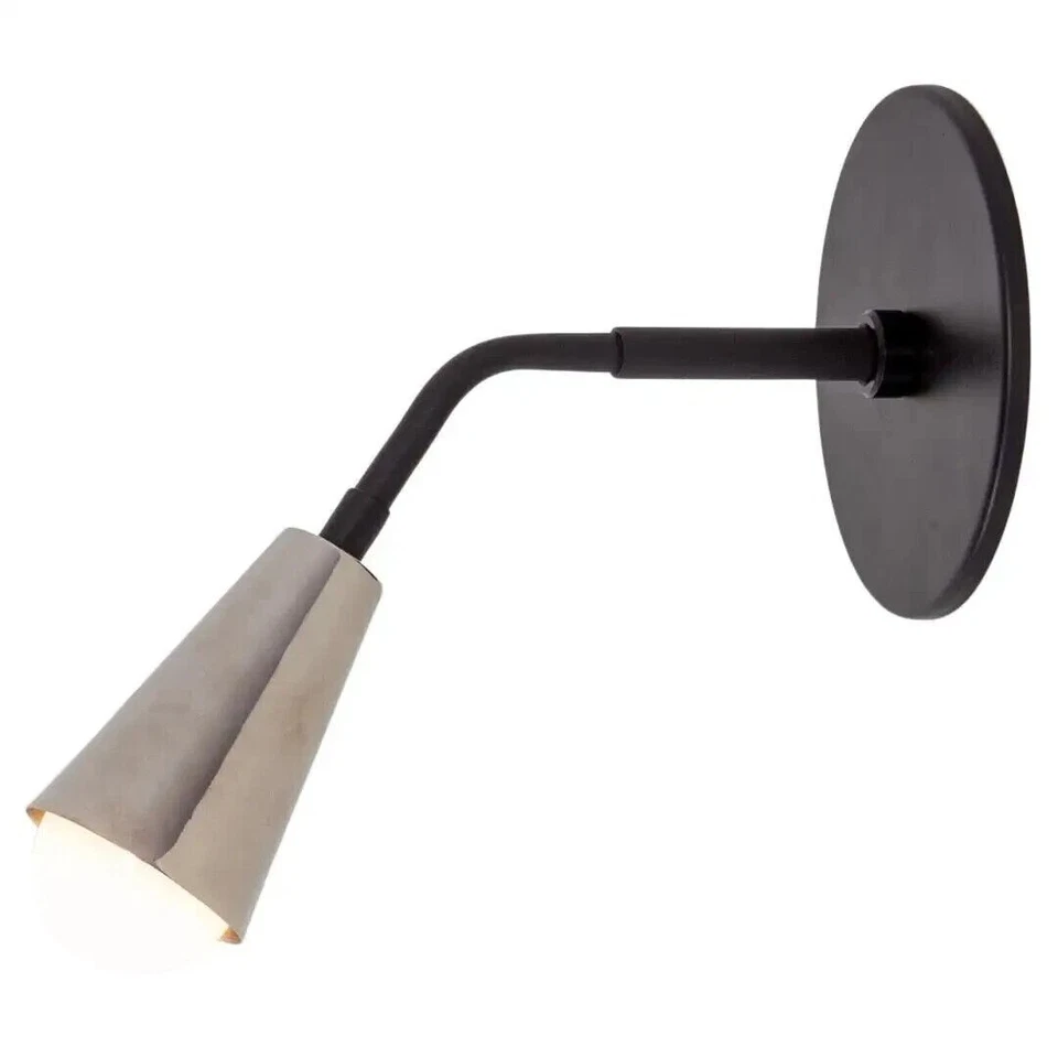 Aplique de pared prototipo negro y níquel estilo mediados de siglo accesorio de pared Foto 2 de 4