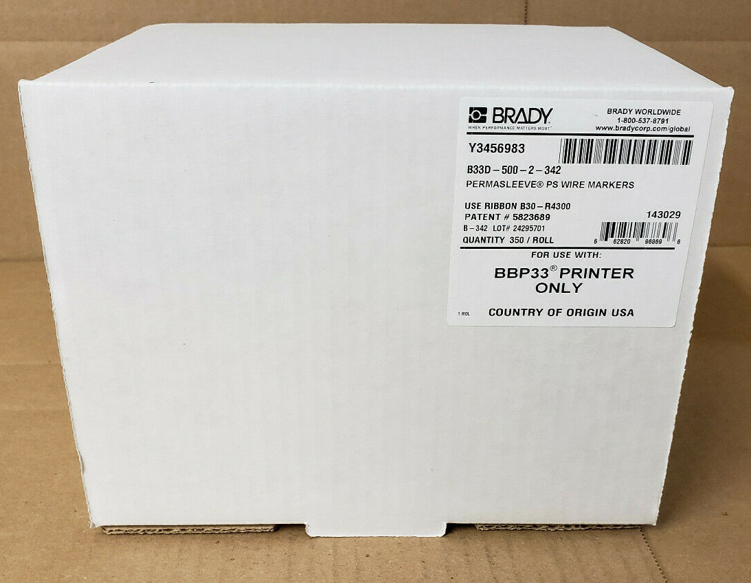 Brady B33 PermaSleeve Double-sided  Wire Marking Sleeves labels B33D-500-2-342