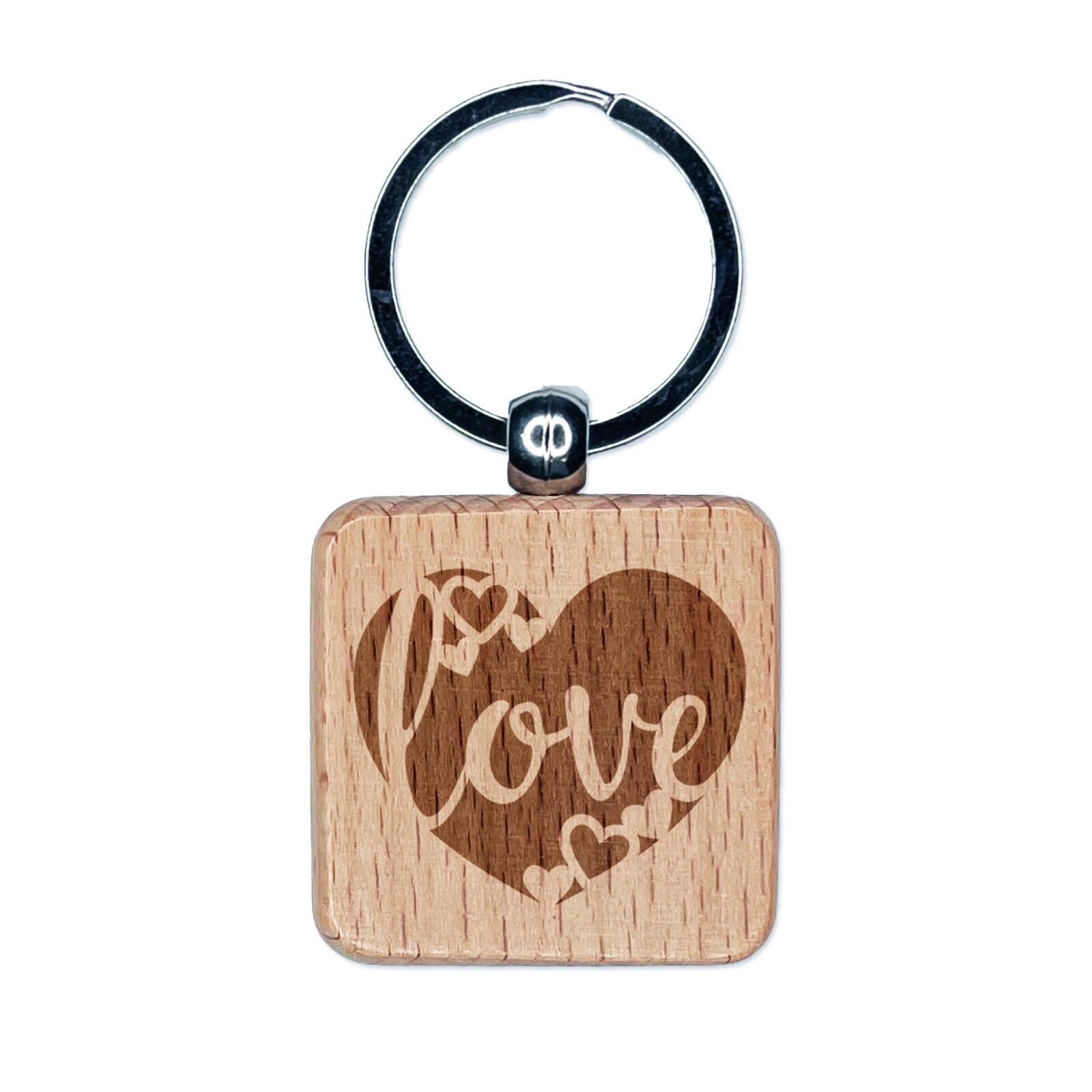 Romantic Engraved Wood Keychain for Anniversaries and Valentine's Day