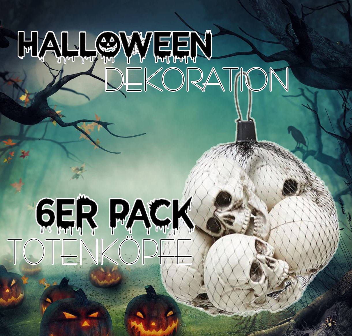 Halloween-Skelett-Set Mit Leuchtendem Totenkopf & 2 Händen – LED-Lichter, Gruselig Realistisch Für Garten-Deko