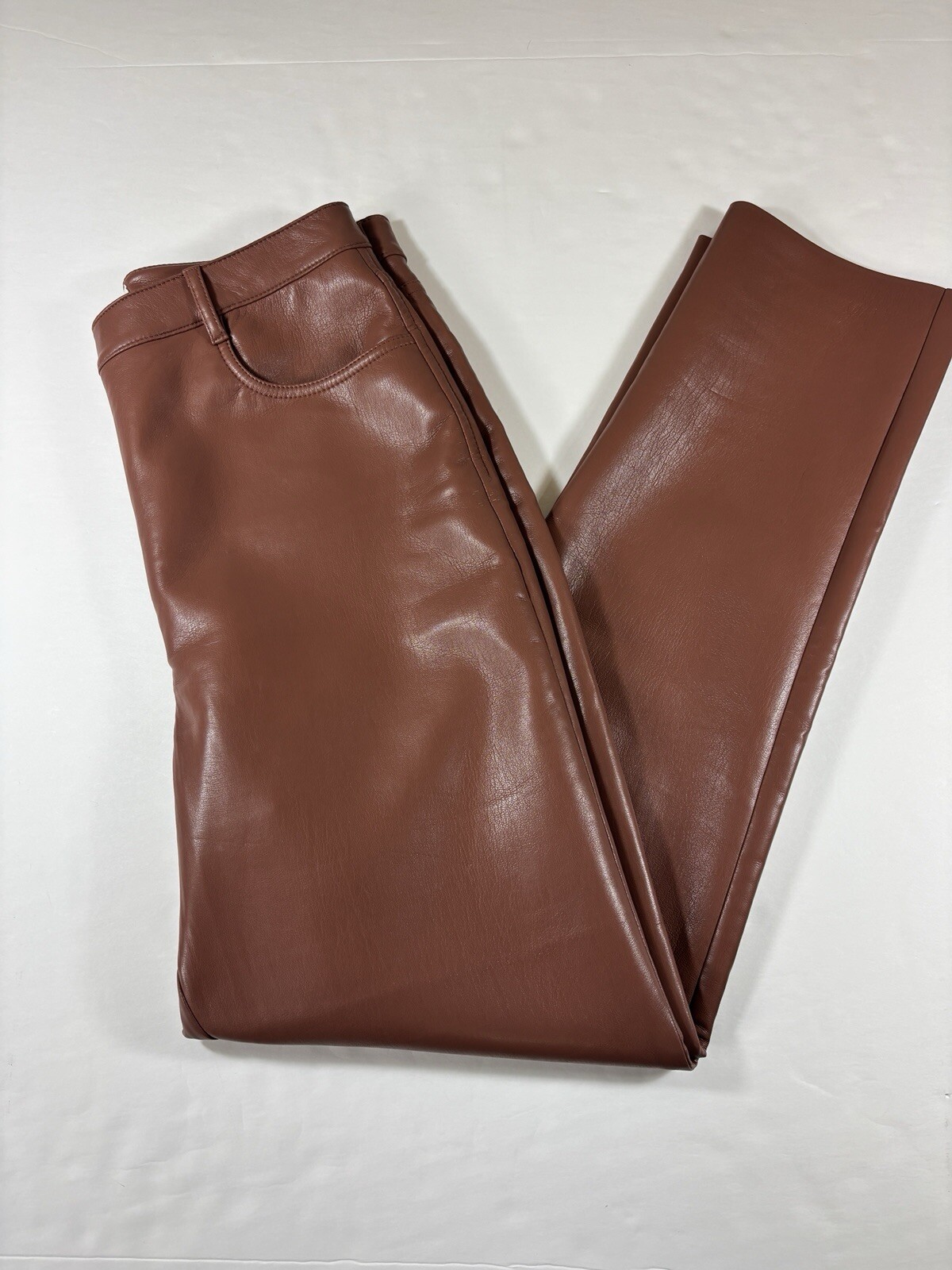 Wilfred Melina Brown Faux Leather Pants 8 5 Pocket Style 16620