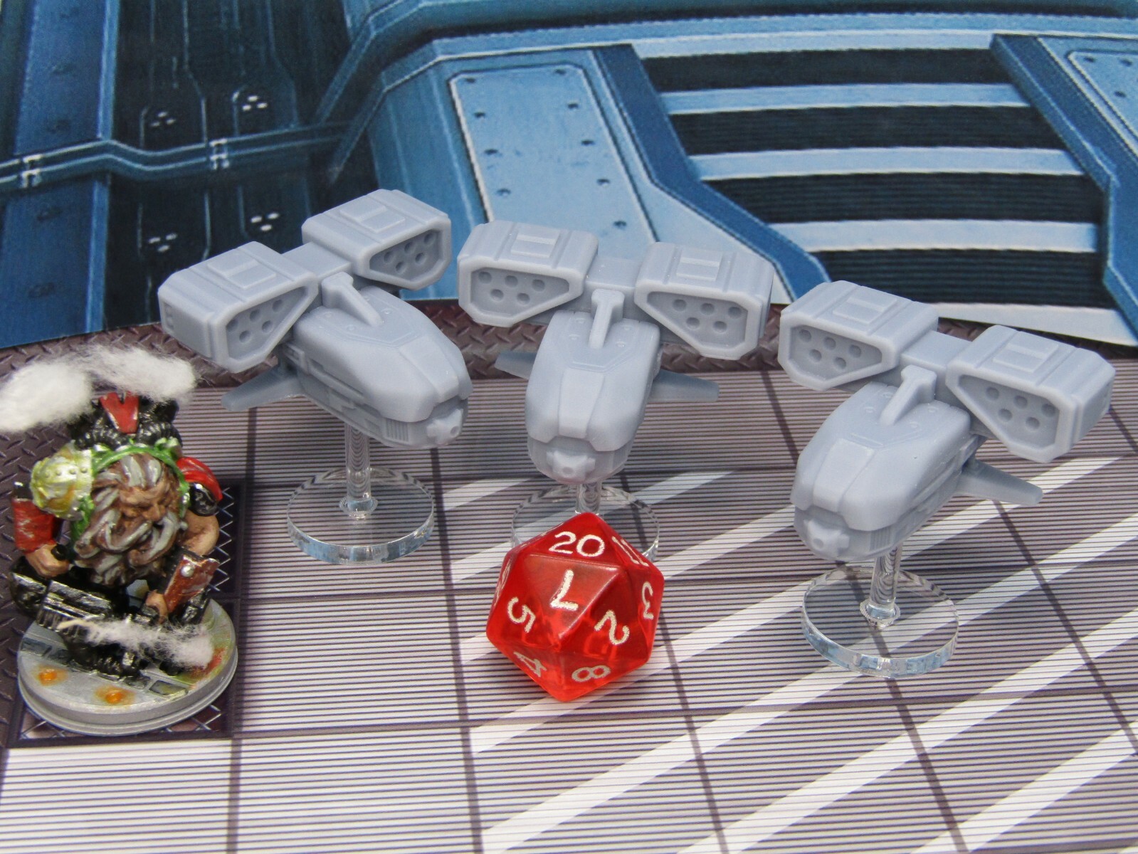 Lot of 3 Missle Drones w/ Flight Stands Mini Miniature 3D Printed Figure Model