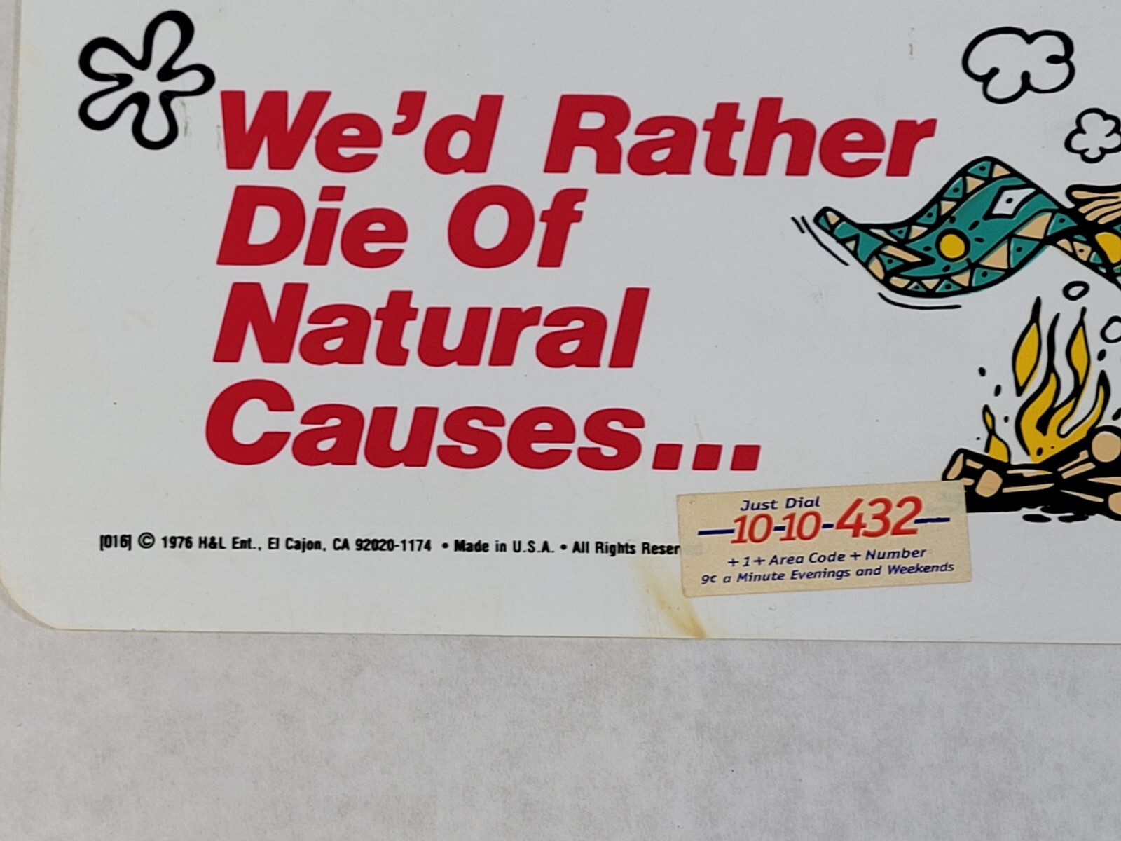 Vtg 1976 Thanks For Not Smoking Funny Plastic Sign H&L Entertainment