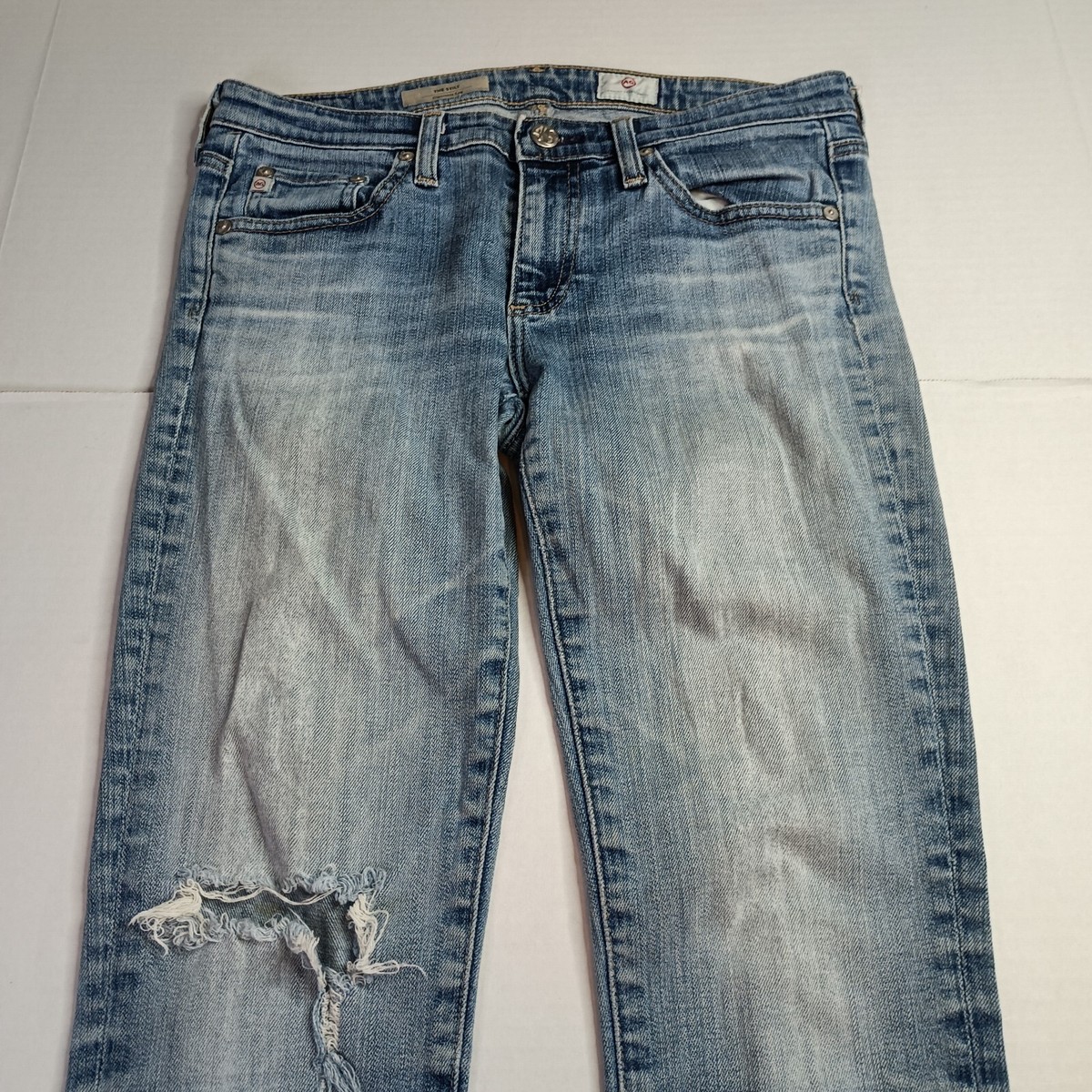 AG Adriano Goldschmied The Stilt Cigarette Leg Jeans Women's 27R Blue  Distressed